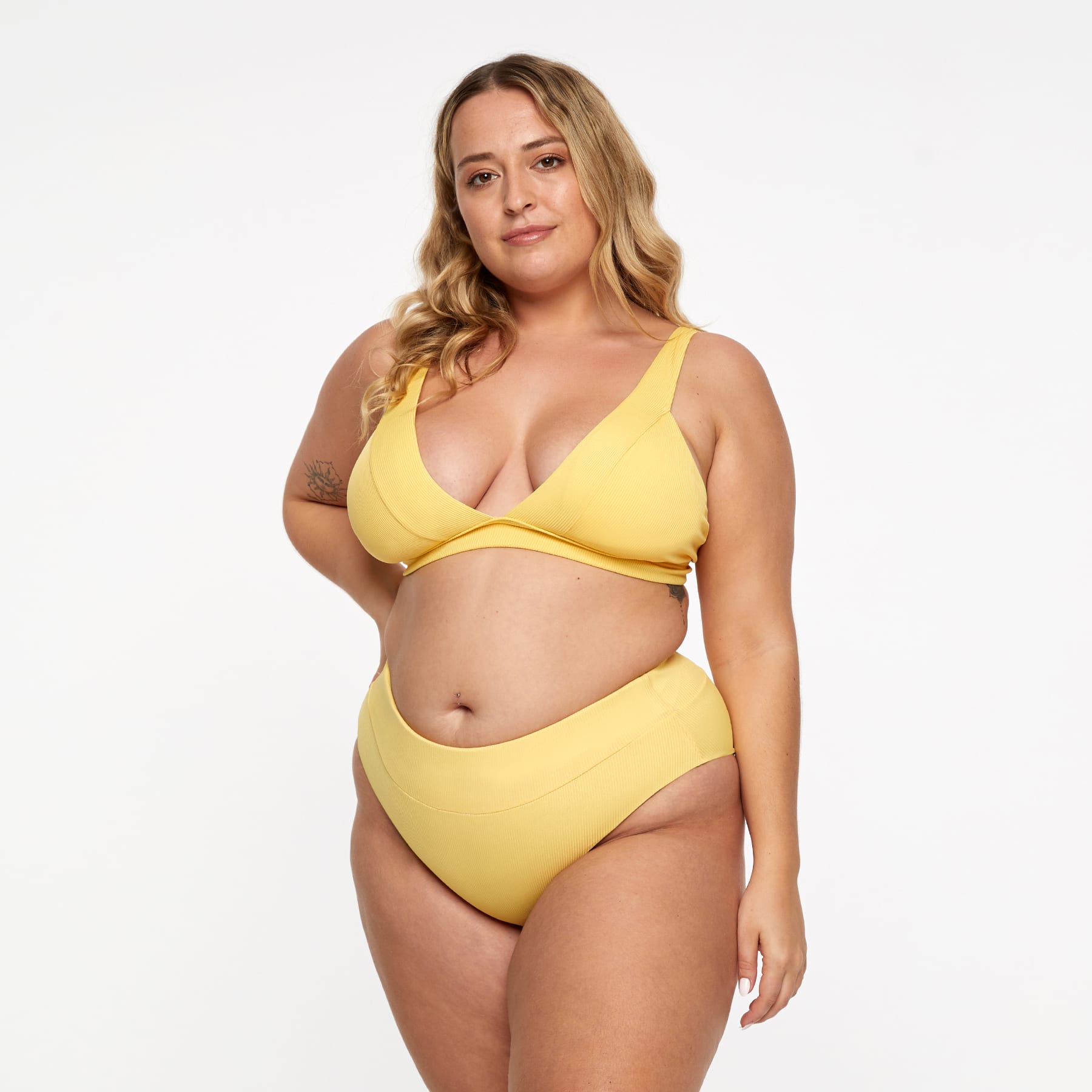 Lola Triangle Top Final Sale - Sunshine Yellow Ribbed