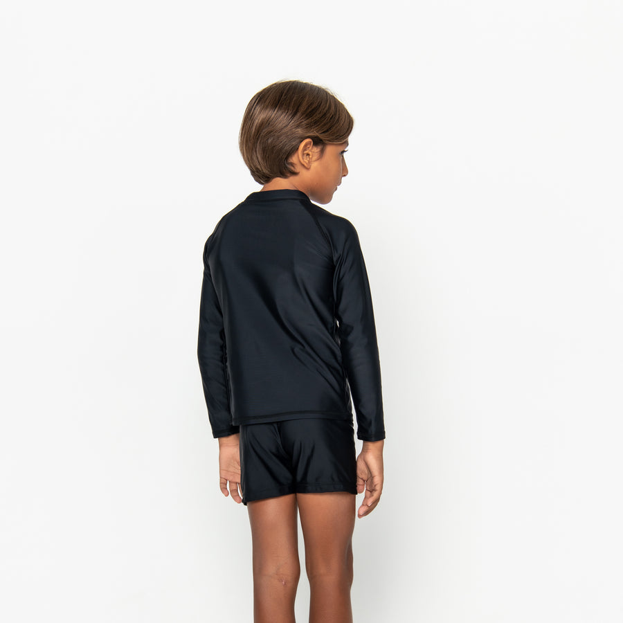 Mini Billy Rashie Top - Black on Black